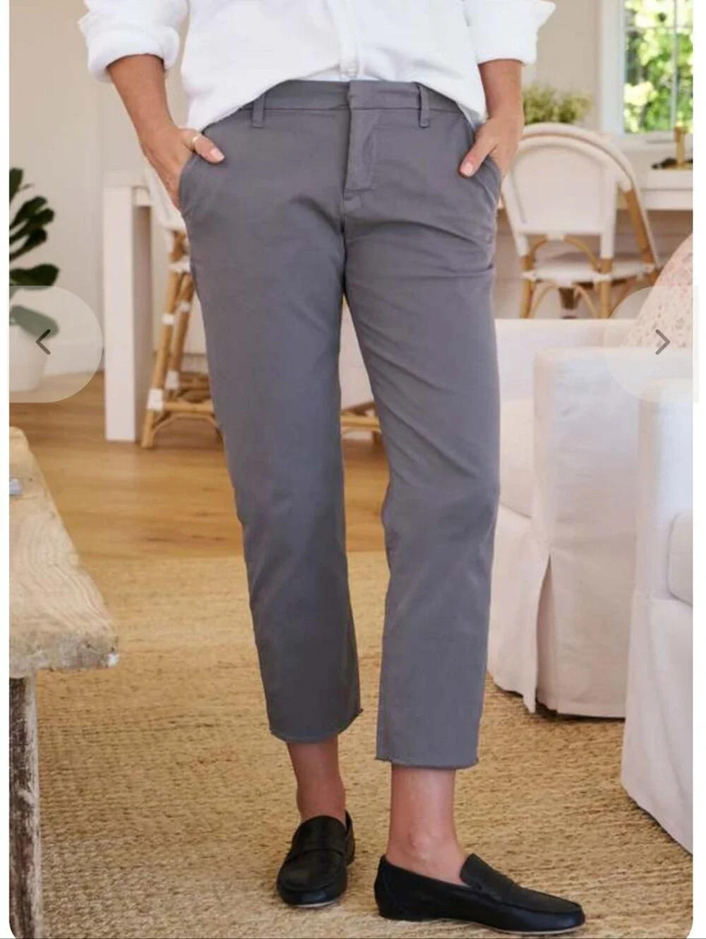 Frank & Eileen Wicklow the Italian Chino Pant Gray Size 8 Raw Hem - Picture 1 of 5